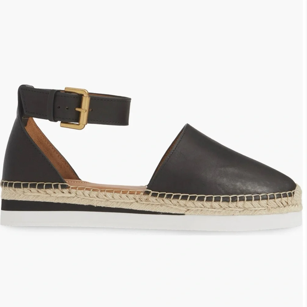 NIB See By Chloe Glyn Leather Espadrille with Ankle Strap - Size 8